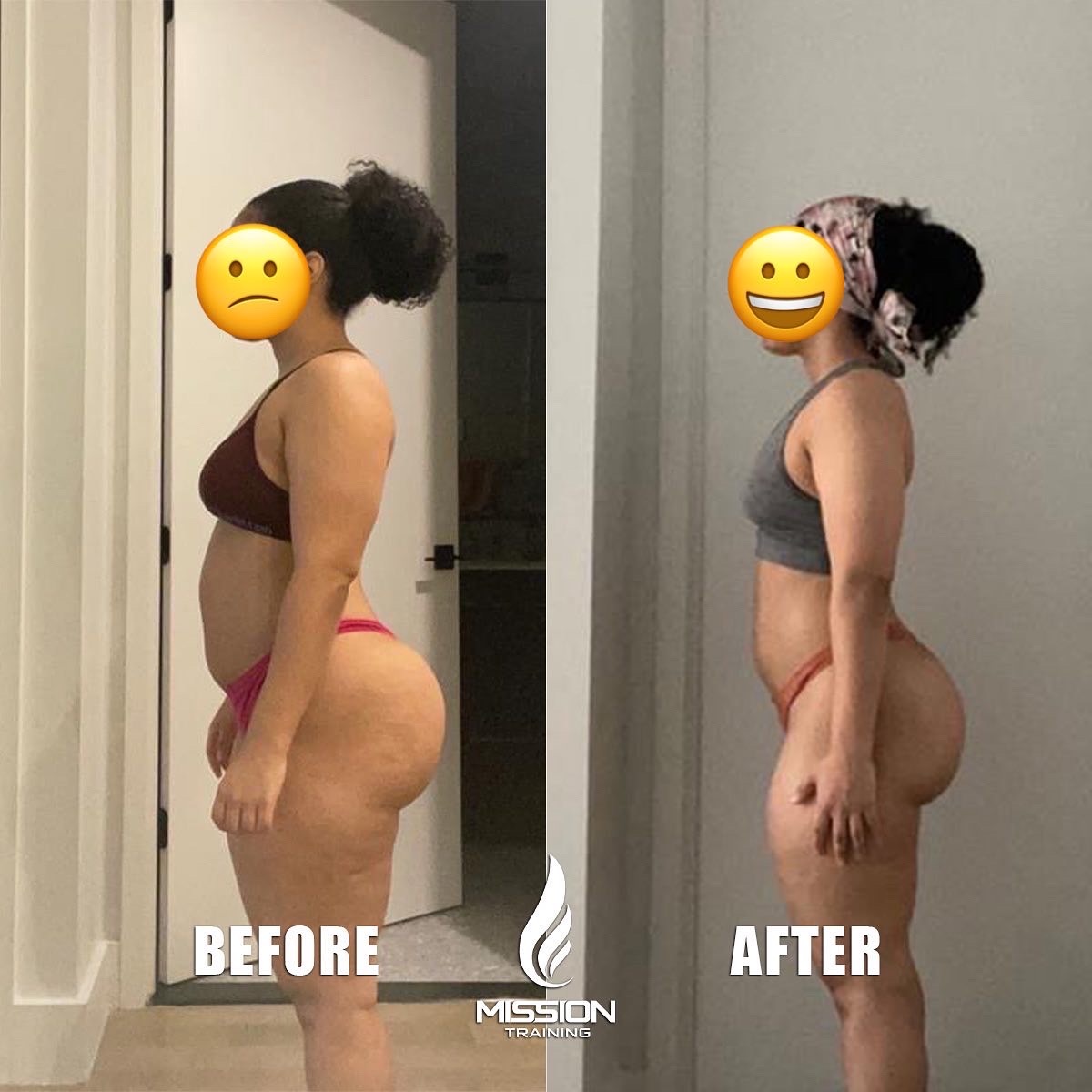 Client transformation — side profile fat loss